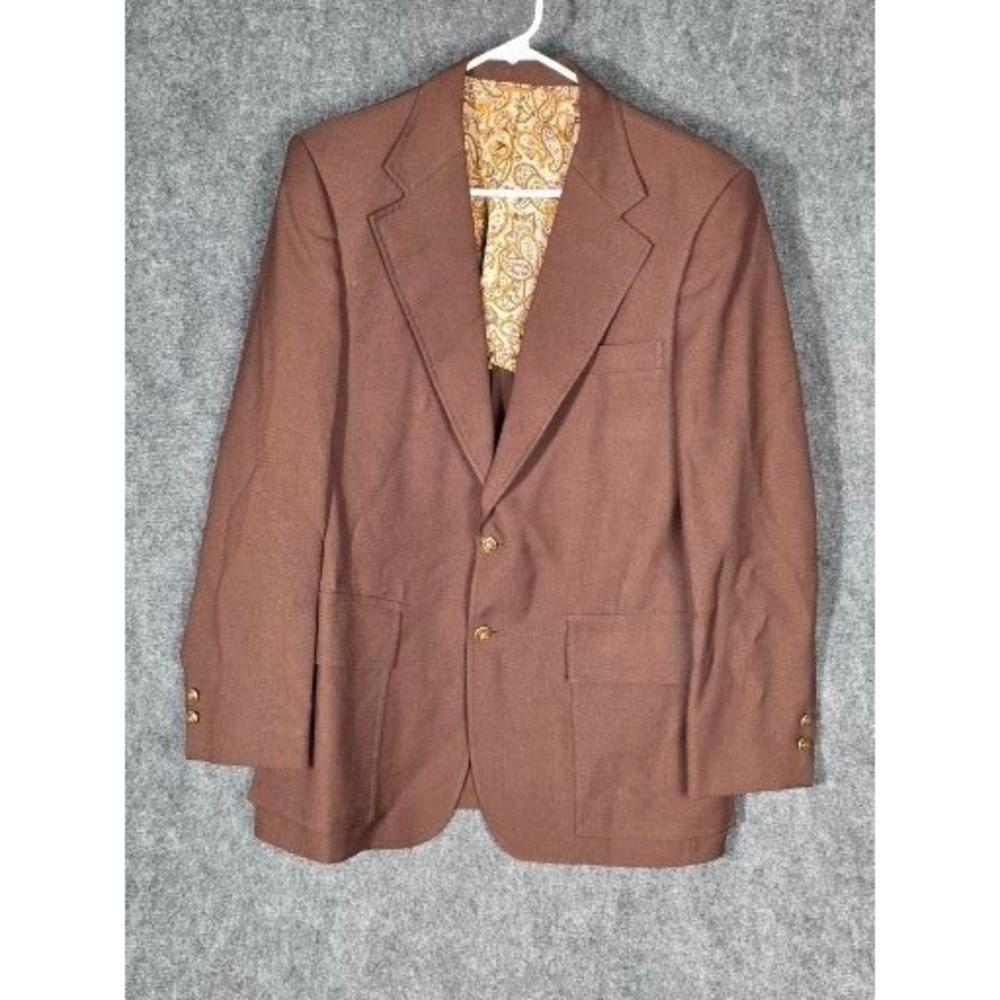 Vintage Sears The‎ Mens Store Brown Blazer Sport Coat Paisley Lined Size 41 80s